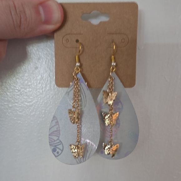 Source Unknown Jewelry - Butterfly Gold Chain Teardrop Earrings